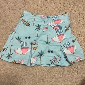 Tropical Print Skort in Light Blue